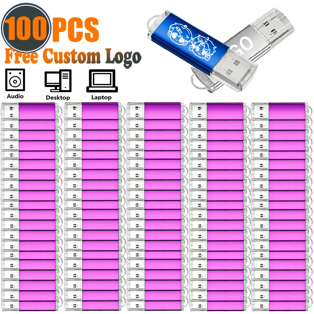 

100Pcs/lot USB 2.0 Flash Drive 1GB 2GB 4GB 8GB Pen Drive 16GB Pendrive 32GB USB Stick 64GB 128GB Memory Flash Disk Free LOGO