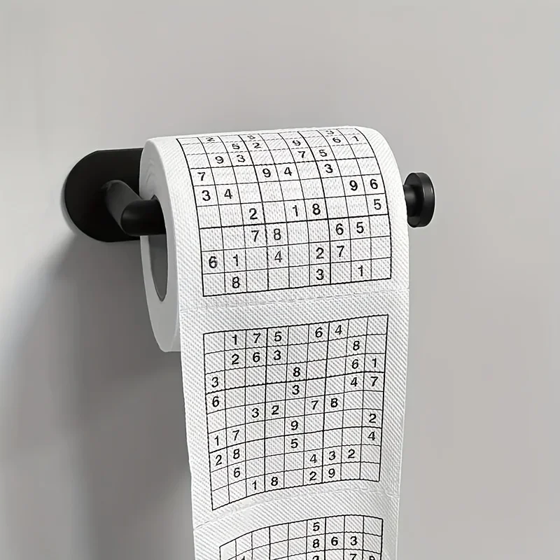1PC Creative Sudoku Printed Toilet Roll Paper, Fun Math Game Gift Tissue, Bleach-Free Virgin Wood Pulp Bathroom Tissue, Househol