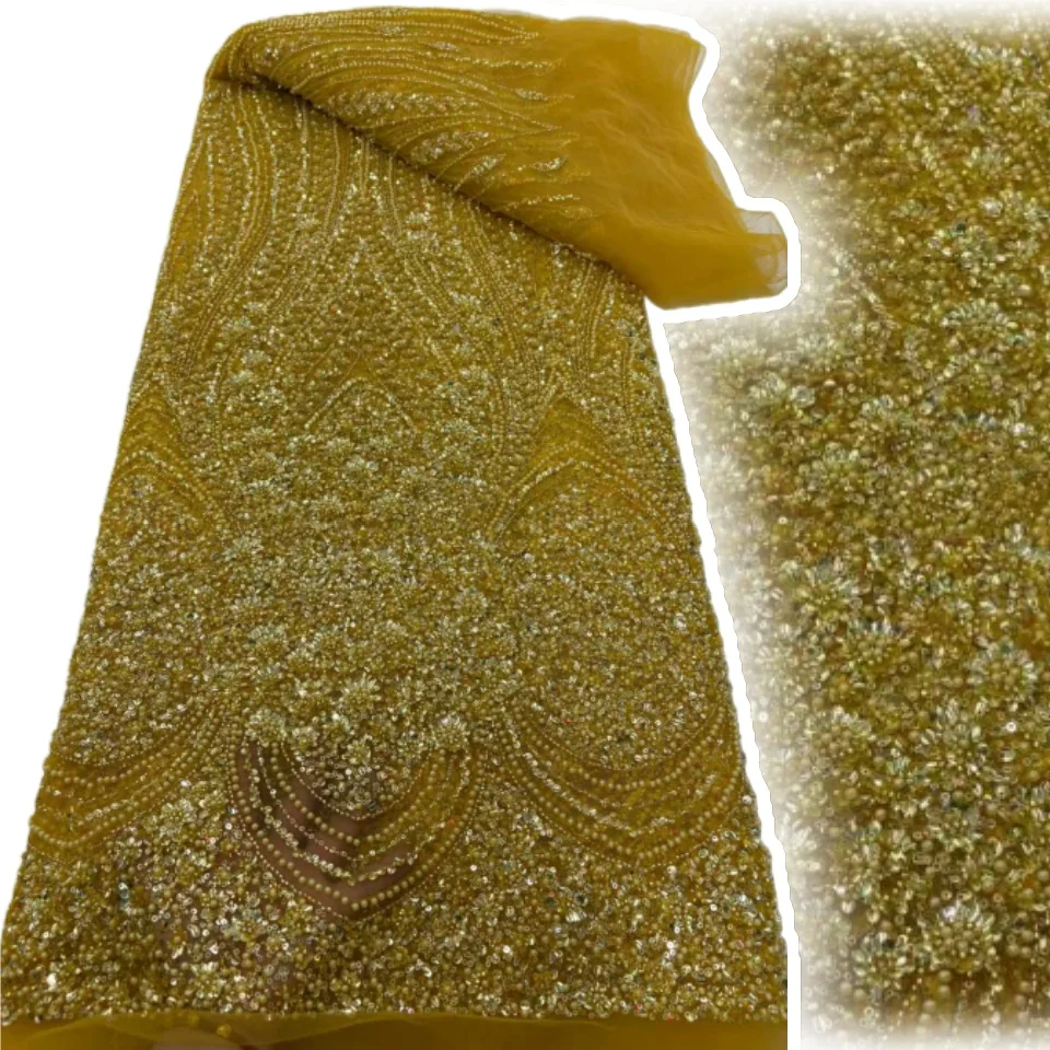 

Африканская кружевная ткань 2025 г., блестки, вышивка бисером, нигерийская свадебная ткань для жениха, высокое качество, французский тюль, кружевная ткань для свадьбы A1663