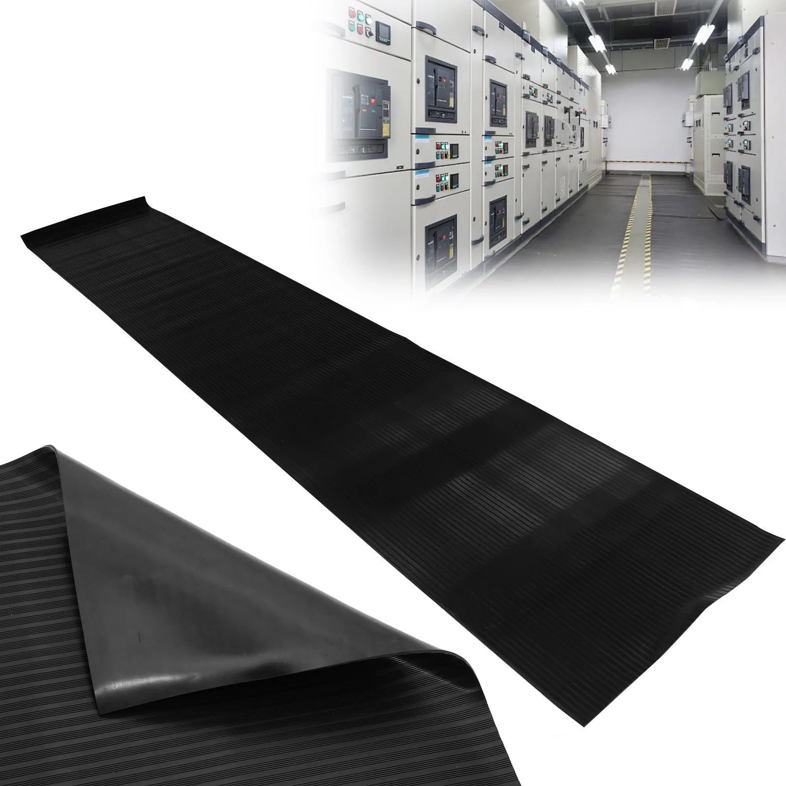 16.4FT غير موصل الكلمة العازلة حصيرة 10KV معزول الجهد العالي الكهربائية سلامة المطاط حصيرة للبناء ومواقع العمل #4