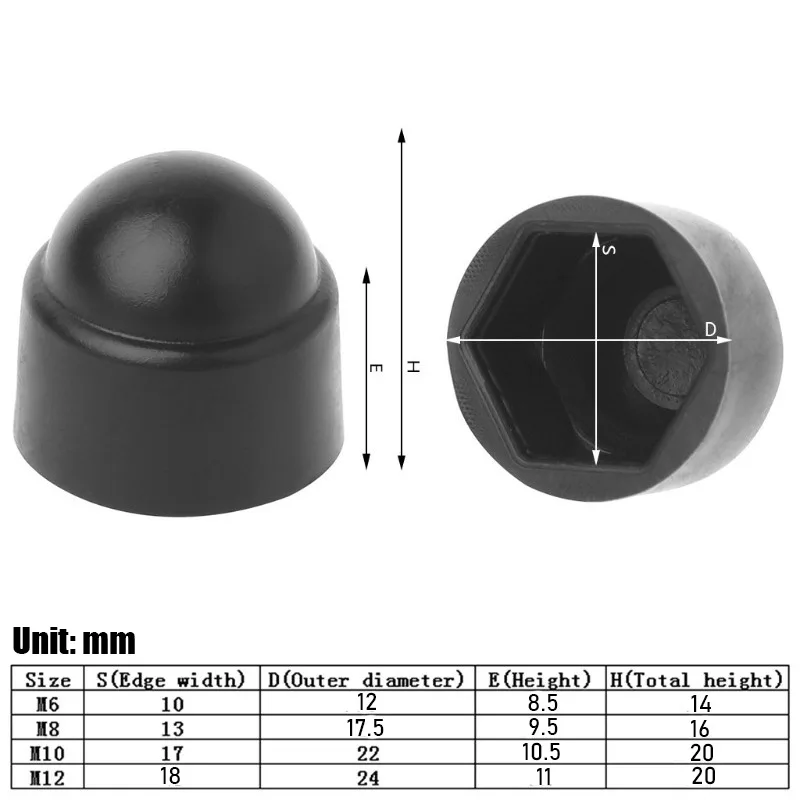 20Pcs Screw Protection Cap Cover Bolt Nuts M6 M8 M10 M12 Exposed Hexagon Plastic Bolt Nut Anti-rust Dust Cover Car Accessories