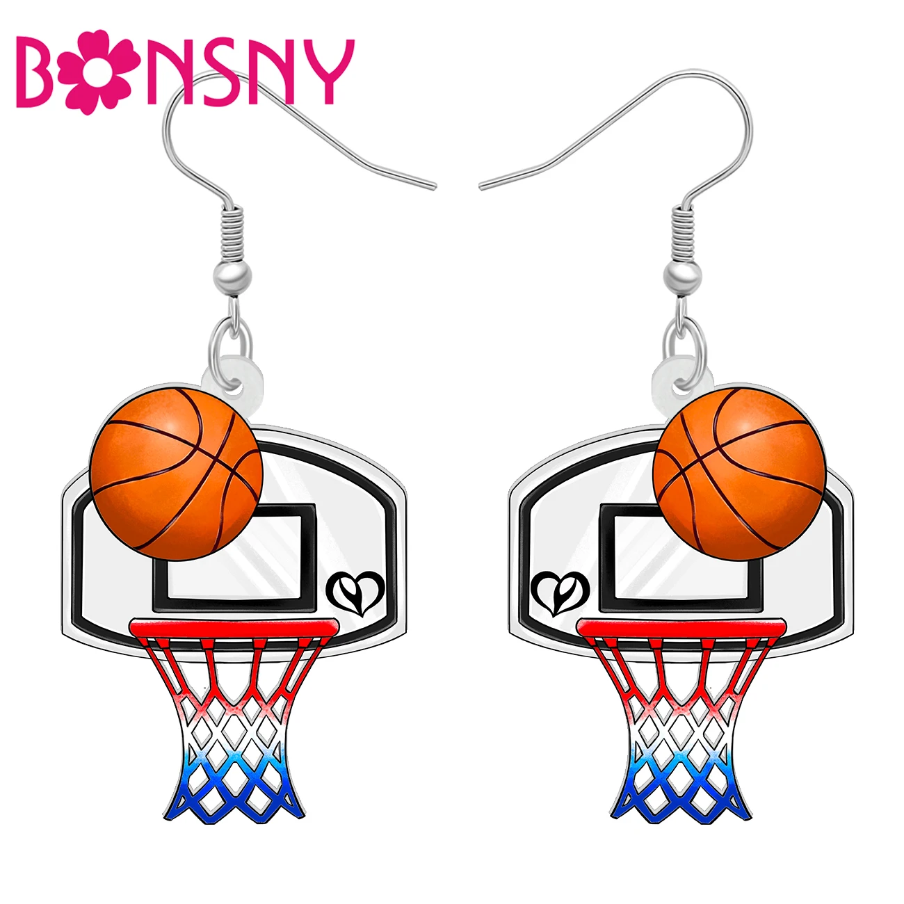 BONSNY Novelty Acrylic School Basketball Sets Drop Earrings Dangle Fashion Campus Sports Jewelry For Women Teens Kids Gifts