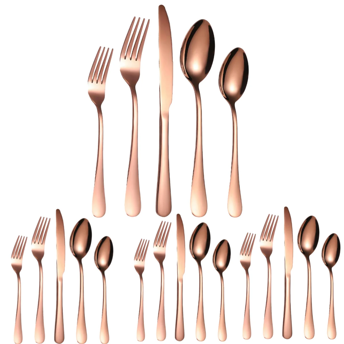 

A · HOUSEWARE 20-Piece Rose Gold Stainless Steel Flatware Elegant Silverware Set for 4 Mirror Polished Eating Utensils Cutlery