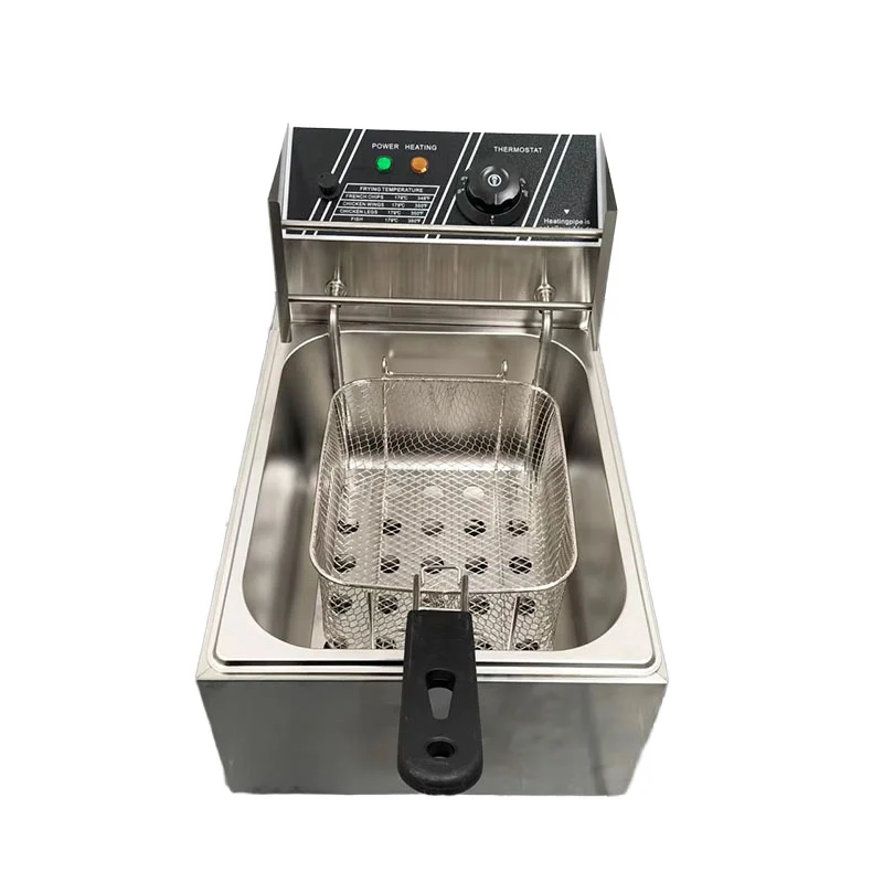 상업용 전기 카운터탑 6L 1탱크 튀김기 (1바구니) 치킨 & 감자튀김 스낵바용 스테인리스 스틸
