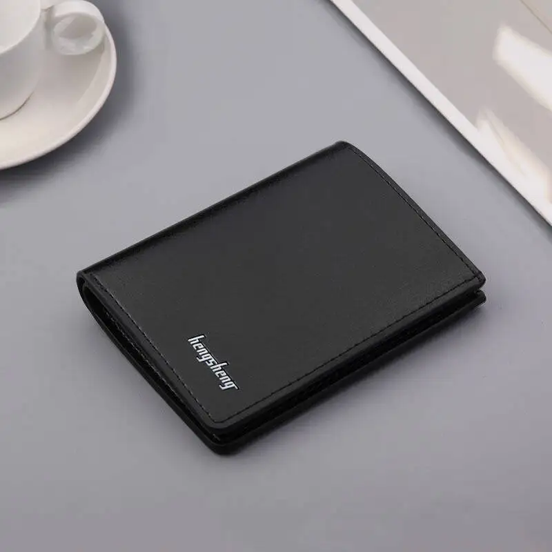 Genuine Leather Mens Wallet Premium Product Real Cowhide Wallets For Man Short Black Wallet Portefeuille Homme Short Purses
