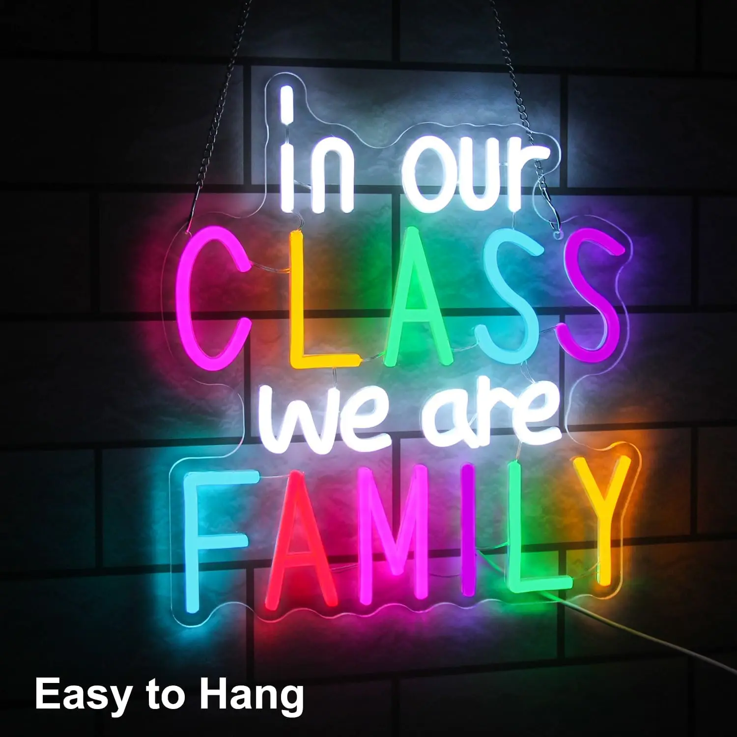 In Our Class We Are Family LED Neon Sign USB Wall Light Classroom Dorm Teacher Lounge Back To School Class Party Decor Gift
