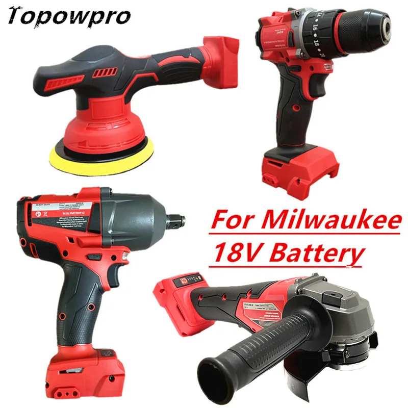 

Fit For Milwaukee 18V Battery Brushless Impact Hammer Drill Cordless 1300NM Wrench Electric Angle Grinder Car Polisher