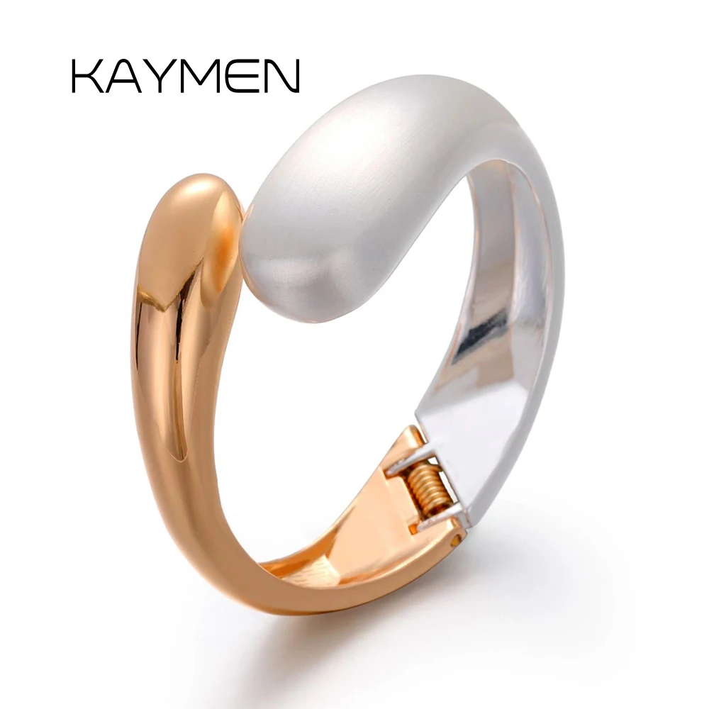 

KAYMEN New Arrived Statement Cuff Bangle for Women Teardrop Shape with Good Polishing Chunky Bracelet Bangle Girls Jewelry 3299