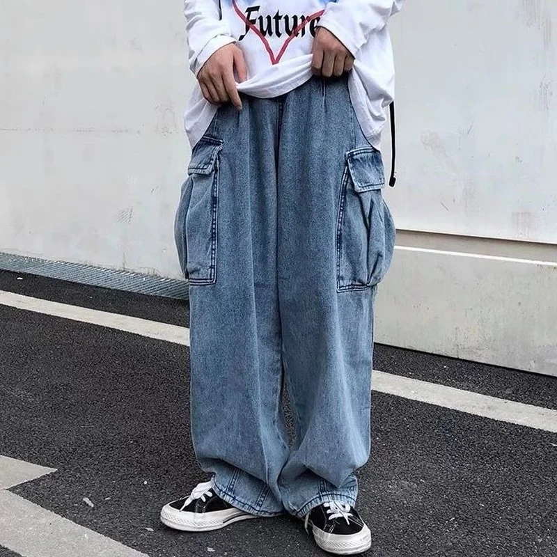 

ARENS Baggy Jeans Trousers Male Denim Pants Black Wide Leg Pants Men's Jeans Loose Casual Korean Streetwear Hip Hop Harajuku Men