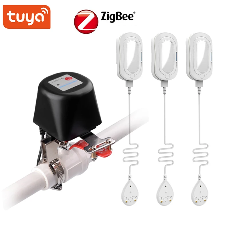 

Tuya Zigbee Water Sensor Intelligent Linkage tuya Valve Manipulator 1/2" 3/4" 1" App Notification Protection Against Water Leaks