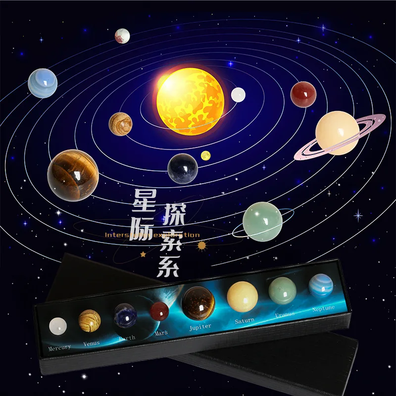 Fashionable and high-quality natural crystal 8-line planet,  quartz stone, rehabilitation energy ball, galaxy model