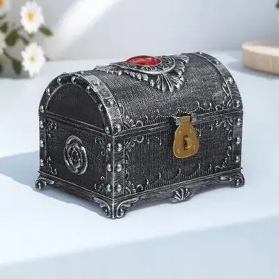 

Chest Plastic Treasure Boxes Retro Decorative Storage Jewelry Case Vintage Trinket Box For Rings Earrings Necklaces