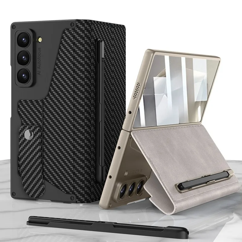 

Роскошная кожаная стеклянная пленка для внешнего экрана с ручкой для телефона Samsung Galaxy Z Fold 7 6 Fold7, защитная обложка для книги