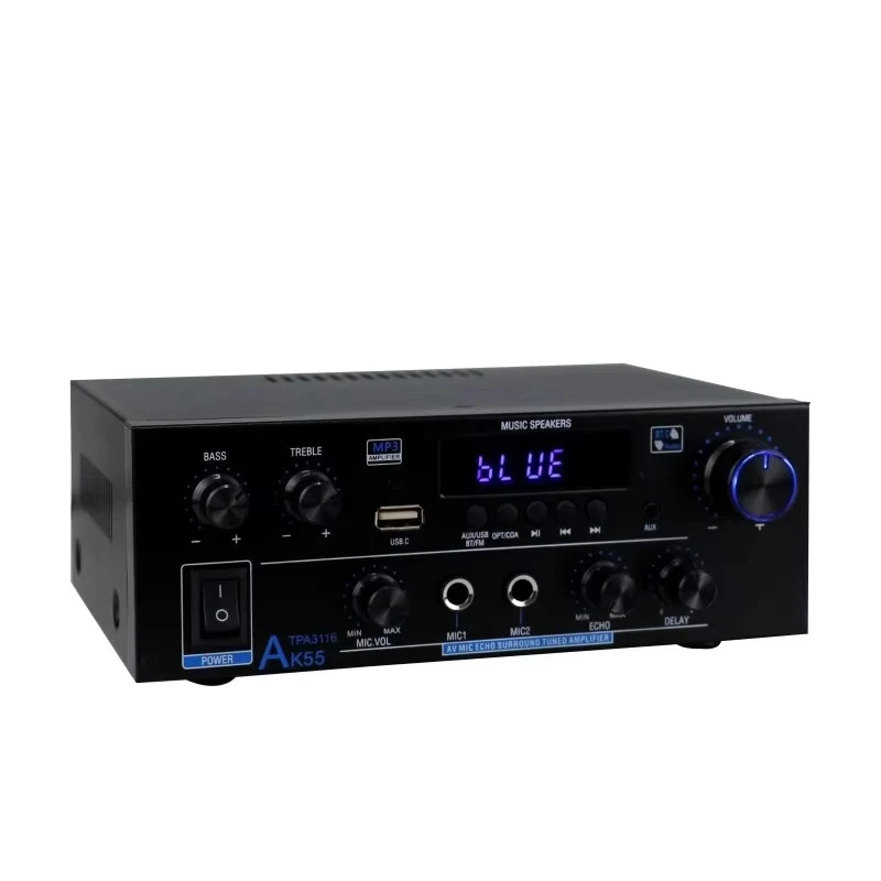 70W * 2 Power Audio Home Amplifier Media Music Player AK 55 Two-Channel Digital 2-Channel Audio Amplifier Support Bluetooth USB