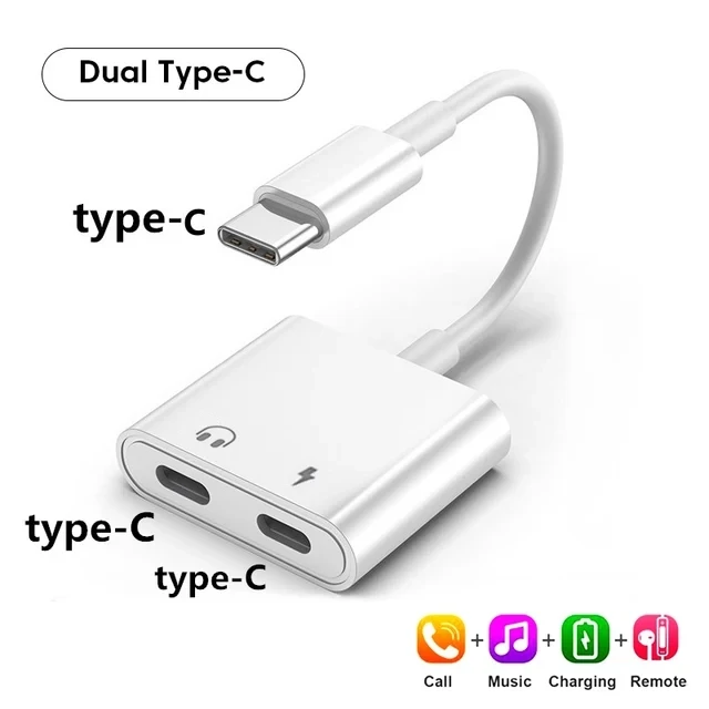 2-in-1-Audio-Adapter USB C auf 3 5 mm Klinke Typ C Lade 3,5 mm Aux-Kabel für Samsung Xiaomi Huawei kabelgebundener Kopfhöreranschluss
