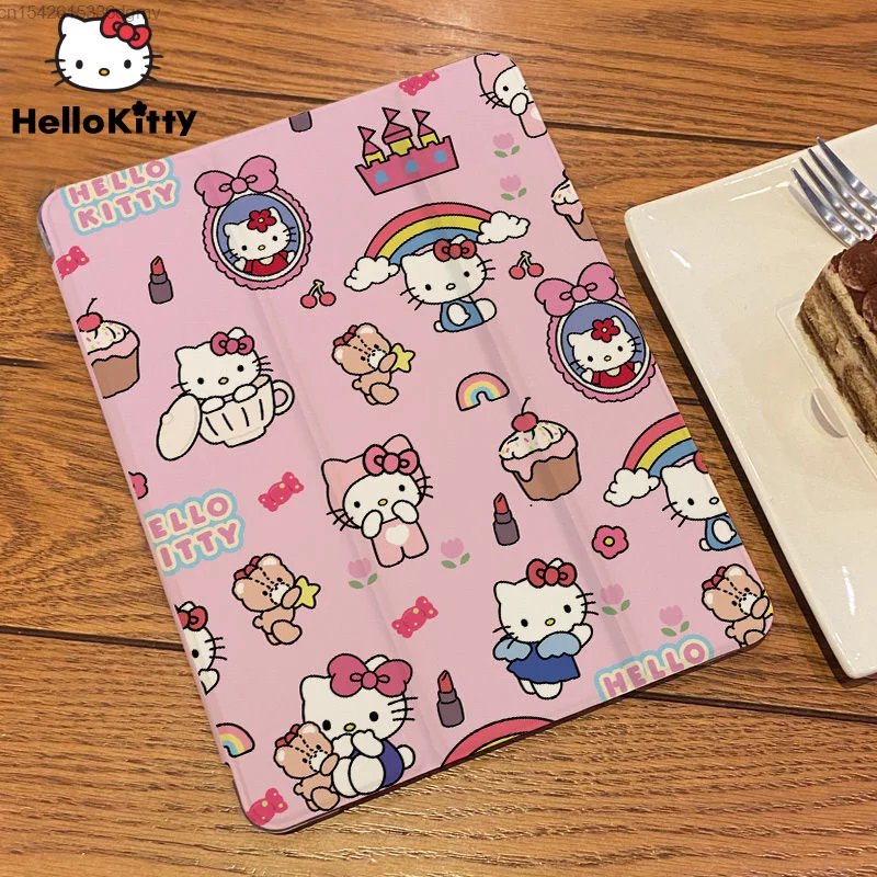 Sanrio Hello Kitty New IPad Case Air 5 2022 10 Generation Three Fold 10.9 Flip 9.7 Cute Anime Kuromi Pro 11 Apple Tablet Case