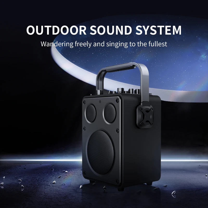 Melhor som portátil bt karaokê alto-falante baixo pesado microfone sem fio guitarra entrada microfone eco player home theater dc