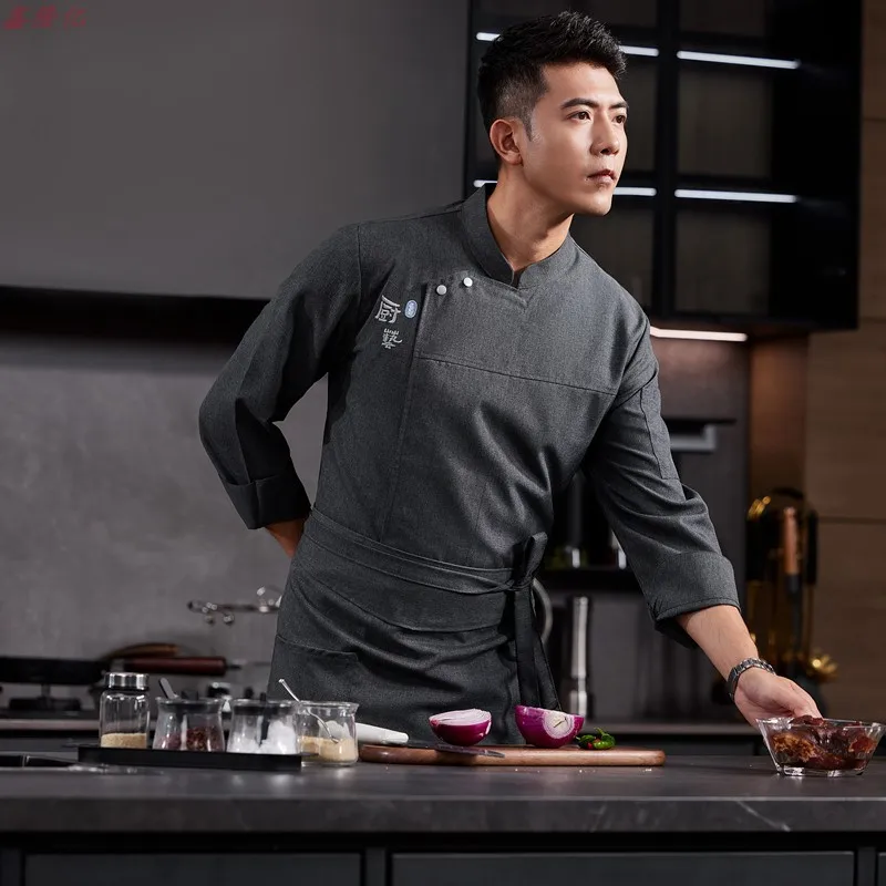 Catering hotel restaurante cozinha uniforme de trabalho manga longa bolo loja padeiro padaria garçom chef uniforme para homem