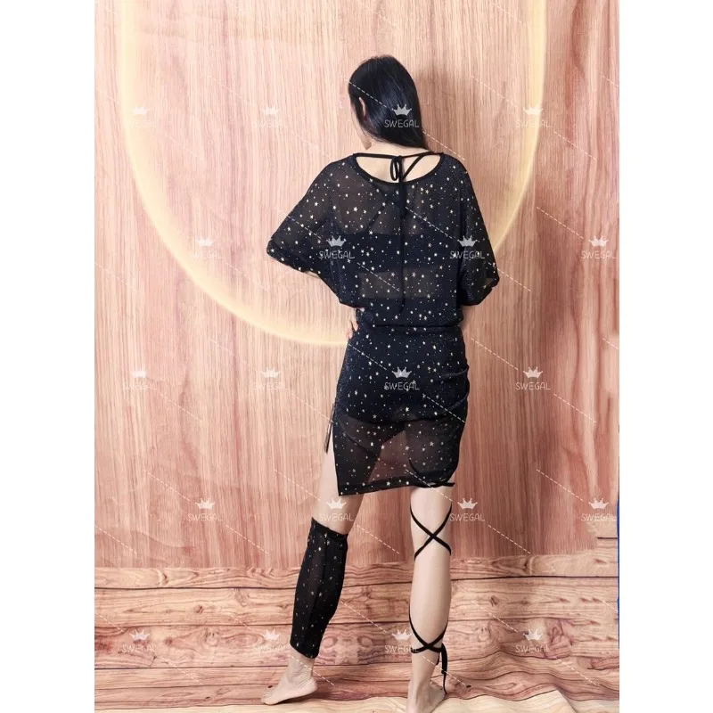 Customized Swegal Sexy Belly Dance Costumes Star Network Personalized Dress Oriental Dance Practice Dress Micro Transparent
