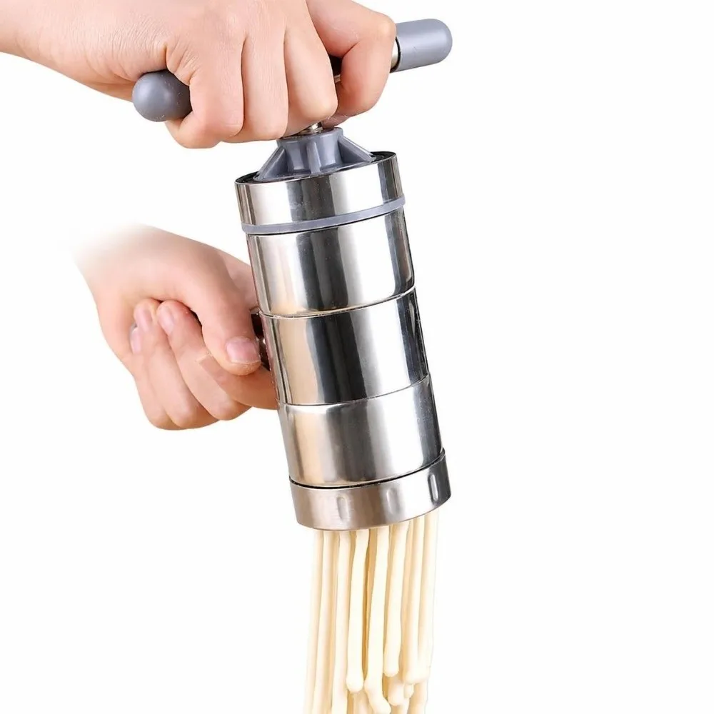Stainless Steel Noodle Press Machine 6 Interchangeable Noodle Mould Manual Operation Manual Pasta Maker Multiple Noodle Shape