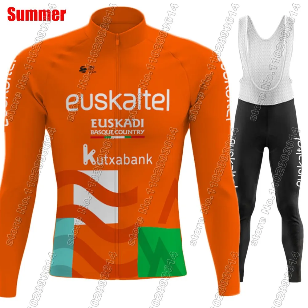 New Euskaltel Euskadi Team 2024 Cycling Jersey Set Summer Mens Long Sleeve Clothing Suit MTB Bike Road Pants Bib Ropa Ciclismo