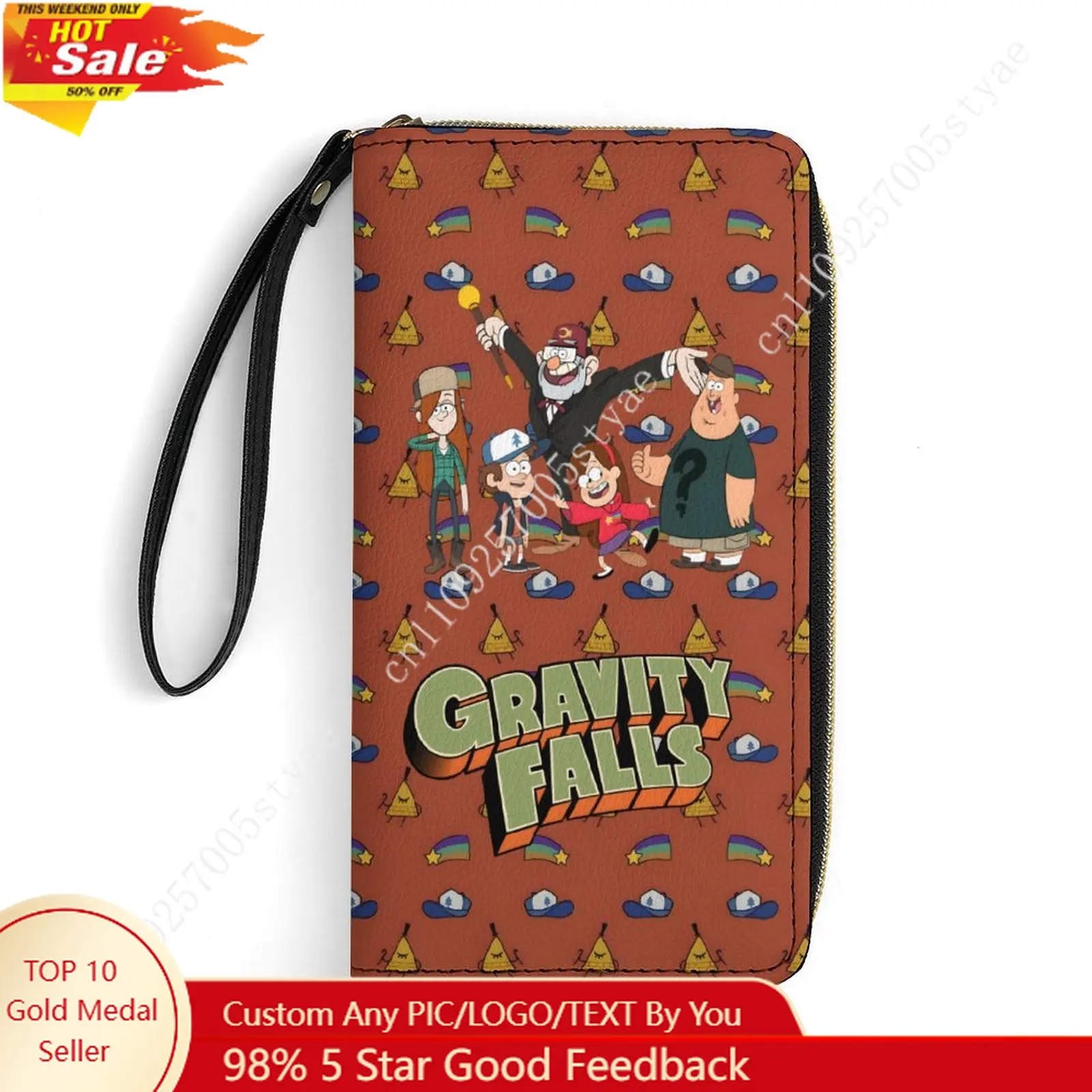 

Gravity Falls Leather Wallet Disney Licensed Custom Personalized Design Your Pattern Portable Purse Double Sided Print Cosplay