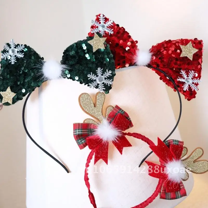 

Christmas sequins bow small hat headband Christmas party decoration photo props