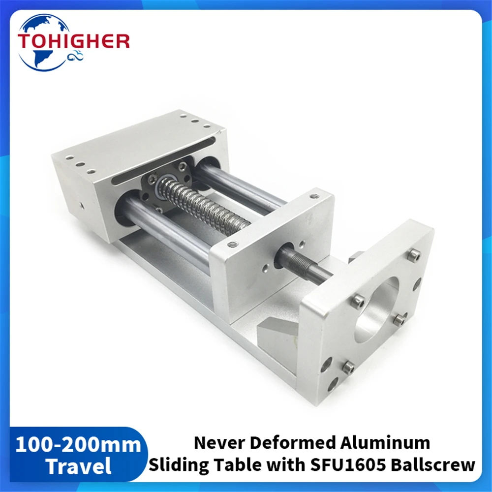 

100mm-200mm Travel Stroke CNC Motion Table Sliding Stage Table Aluminium Linear Rail Guide SFU1605 Ballscrew