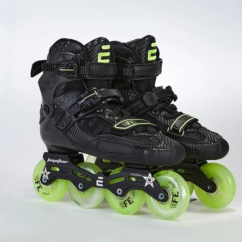 EACH Roller Skates Professional Inline Slalom Skate Carbon Fiber Freestyle 4 Wheels Roller Skating Shoes For Adult