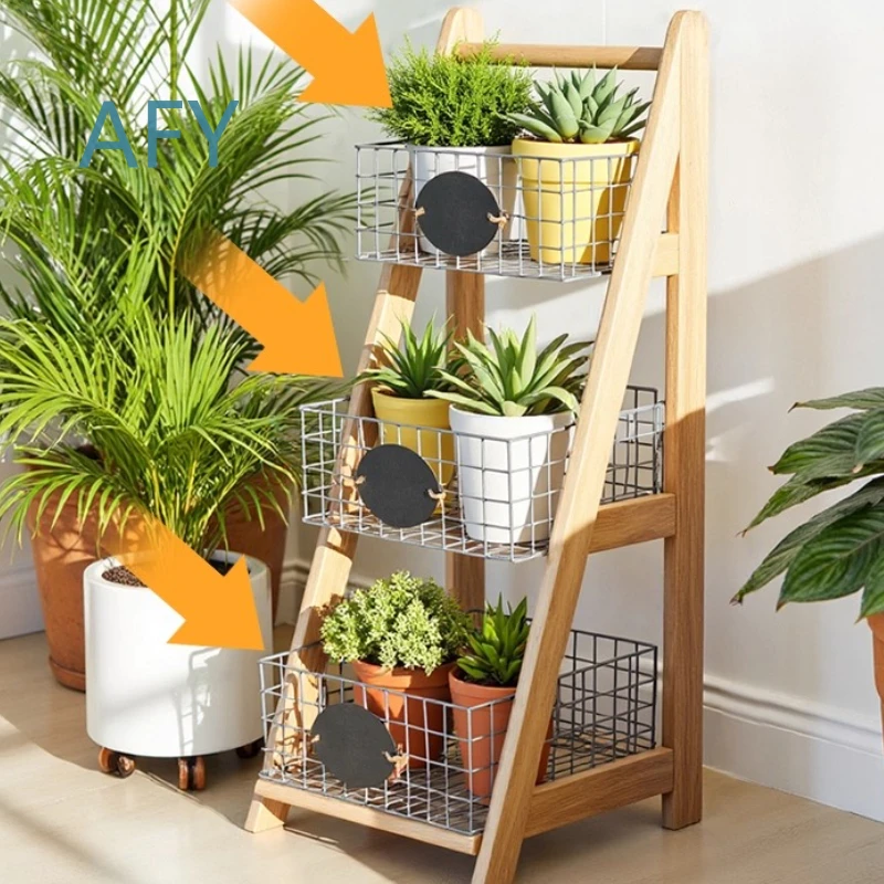 Modern Minimalist Wooden Plant Stand for Home Decor Garden Flower Holder Foldable Balcony Display Rack Multi Tier Shelf