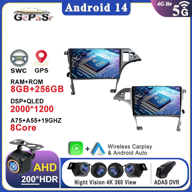 

Android 14 For Toyota Prius XW30 2009-2015 Left wheel drive Android Auto Carplay GPS Navigation Multimedia Player Head Unit CPU