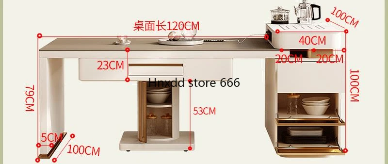 Mahjong table rock slab dining table tea table integrated dual-purpose