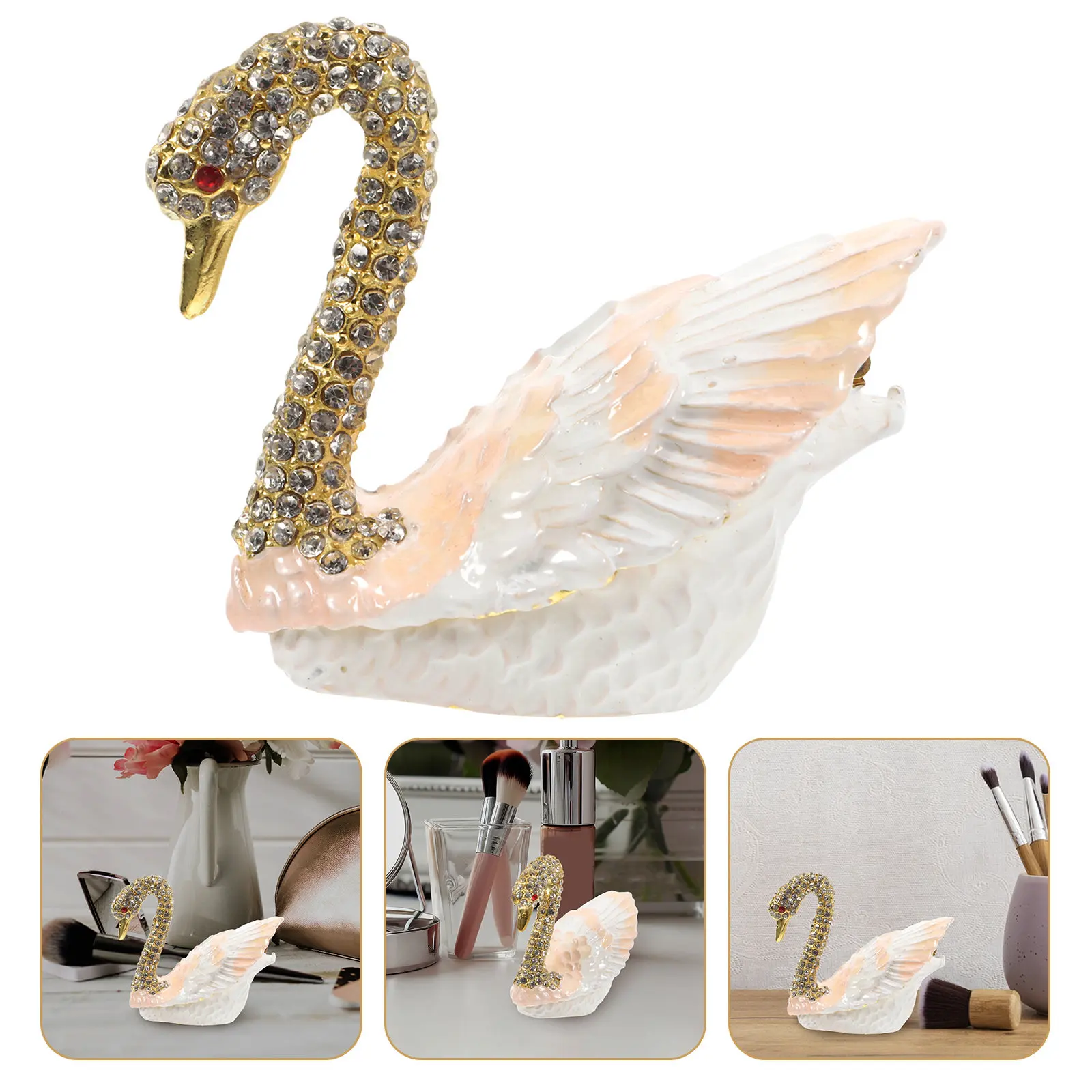 

Swan Jewelry Box Vintage Hinged Design for Ring Earring Storage Decorative Trinket Organizer Keepsake Container