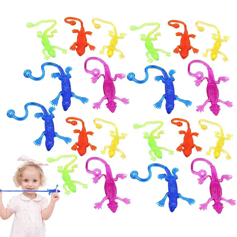 20pcs Multi-color Stretchy Sticky Toys Funny Sticky Lizard Animals Hand Toys Party Favors Gadgets Gag Toy For Kids adults