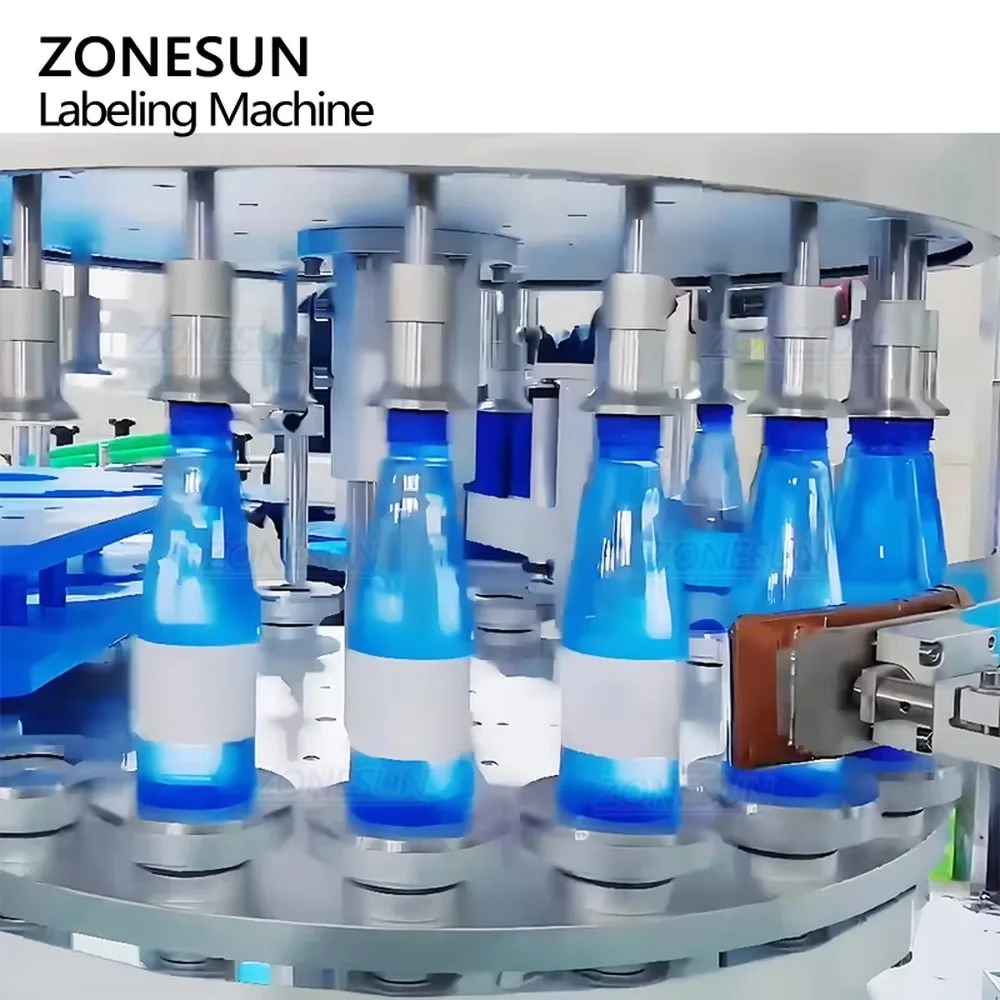 ZONESUN ZS-TB920 Automatic Round Bottle Labeling Machine High Speed Servo Rotary Self-adhesive Sticker Labeler for