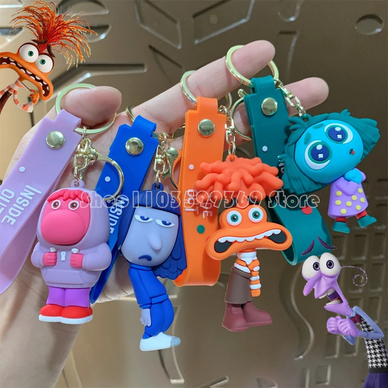 

New Disney Inside Out 2 Keychain Anxiety Envy Ennui Sadness Embarrassment 3D Silicone Doll Cute Pendant for Couples