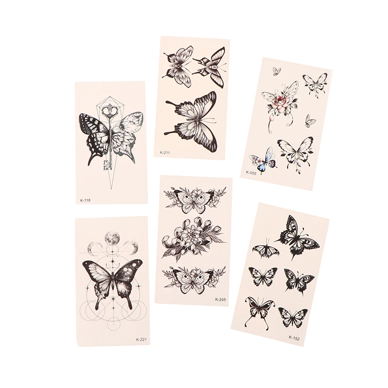 Waterdichte Tijdelijke Tattoo Stickers Vlinder Rose Kawaii Transfer Flash Tattoo Vrouwen Nek Hand Body Art Nep Tatoeages Mannen