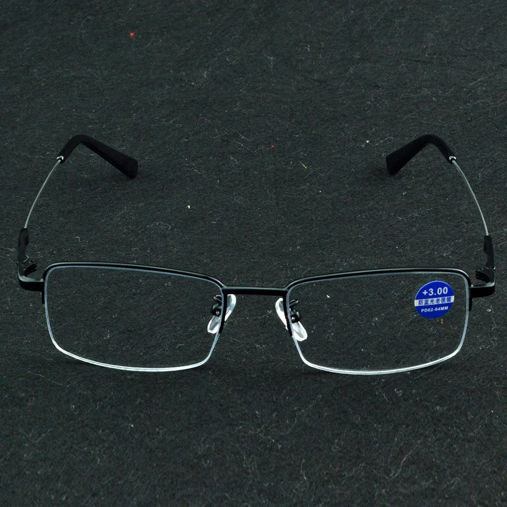 NOMANOV gafas de lectura de media montura de aleación de titanio con memoria y alergia sin marco Anti rayos azules + 1 + 1,5 + 2 + 2,5 + 3 + 3,5