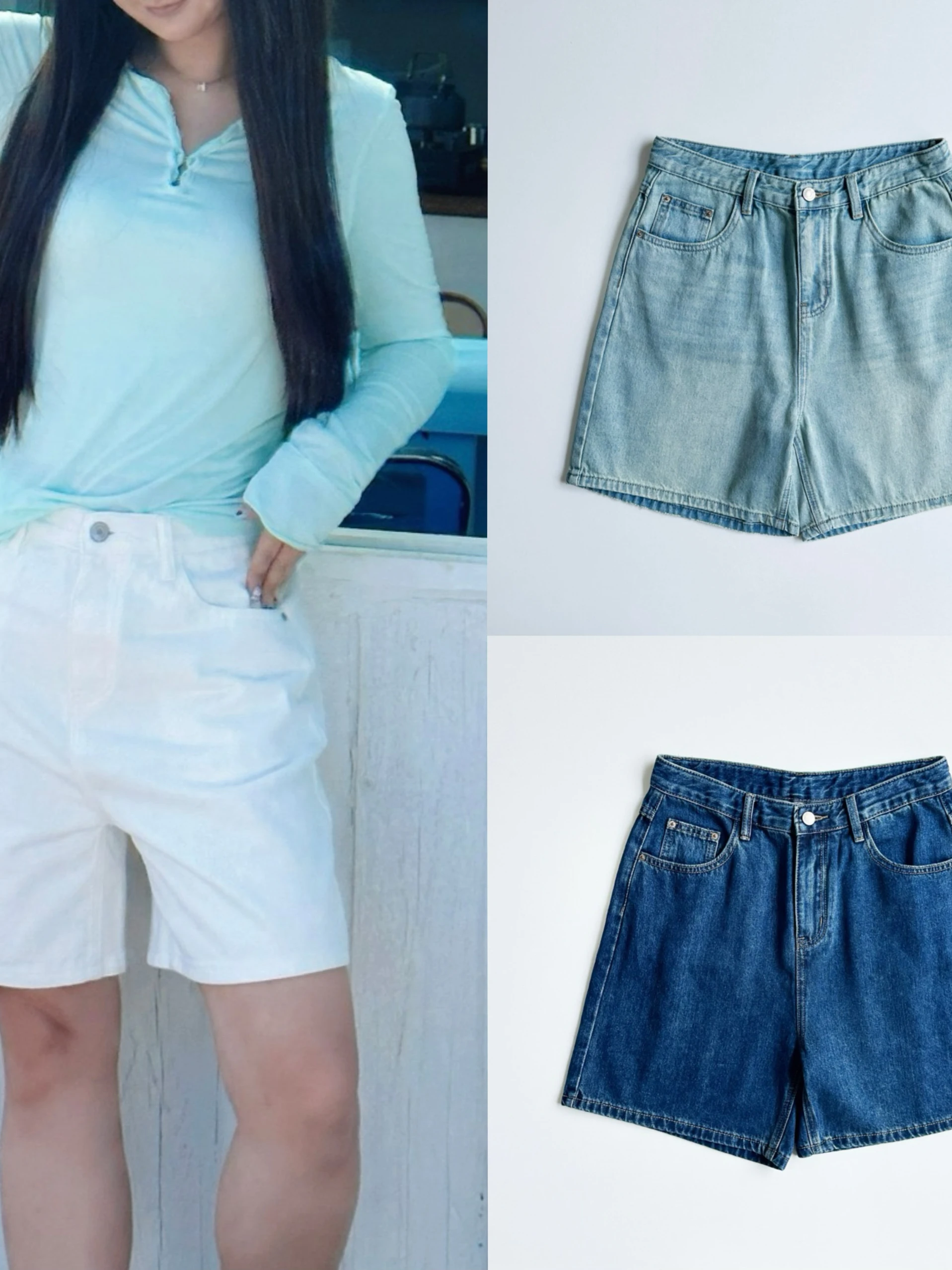 

High Waist Straight Leg Jeans Casual Versatile Basic Style Cotton Shorts Five-Point Pants Dongda Gate New 2025 Spring Fashion