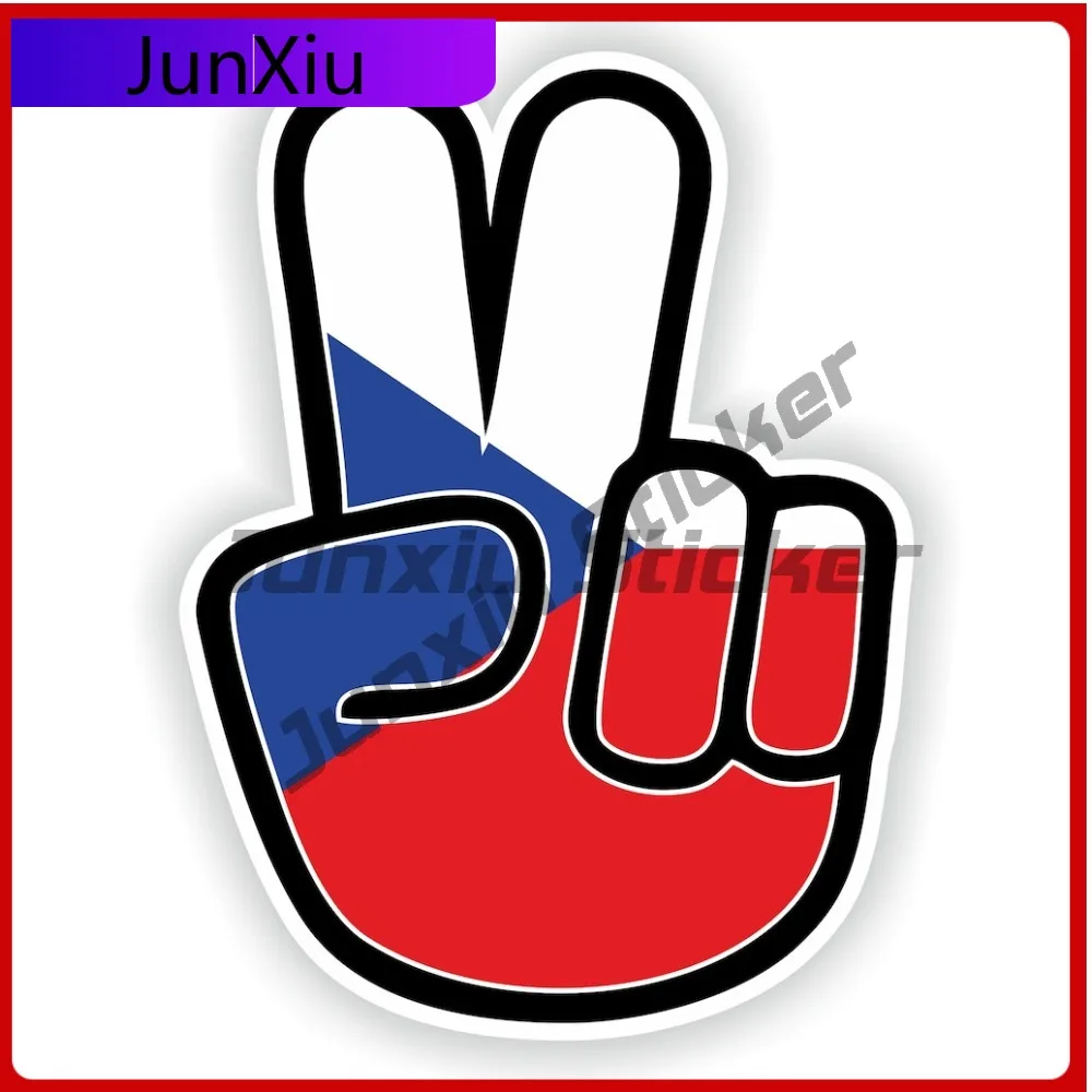 

Czechia Flag Hand Peace Victory Vinyl Waterproof Stickers Rv Stickers Decorations Suv Window Cover Scratch Funny Refit Decorativ