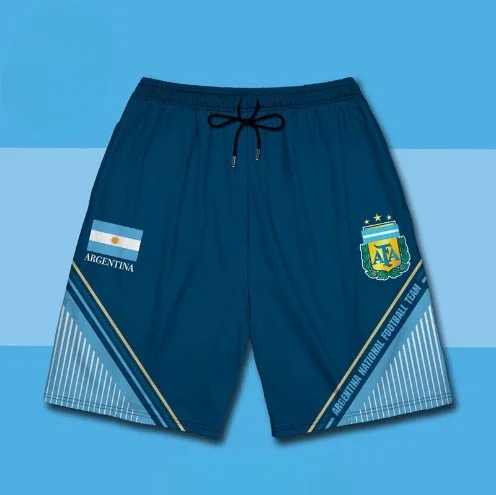 Unisex Argentina Equipe Nacional 3D Impresso Futebol Calças, Equipe Nacional Praia Shorts