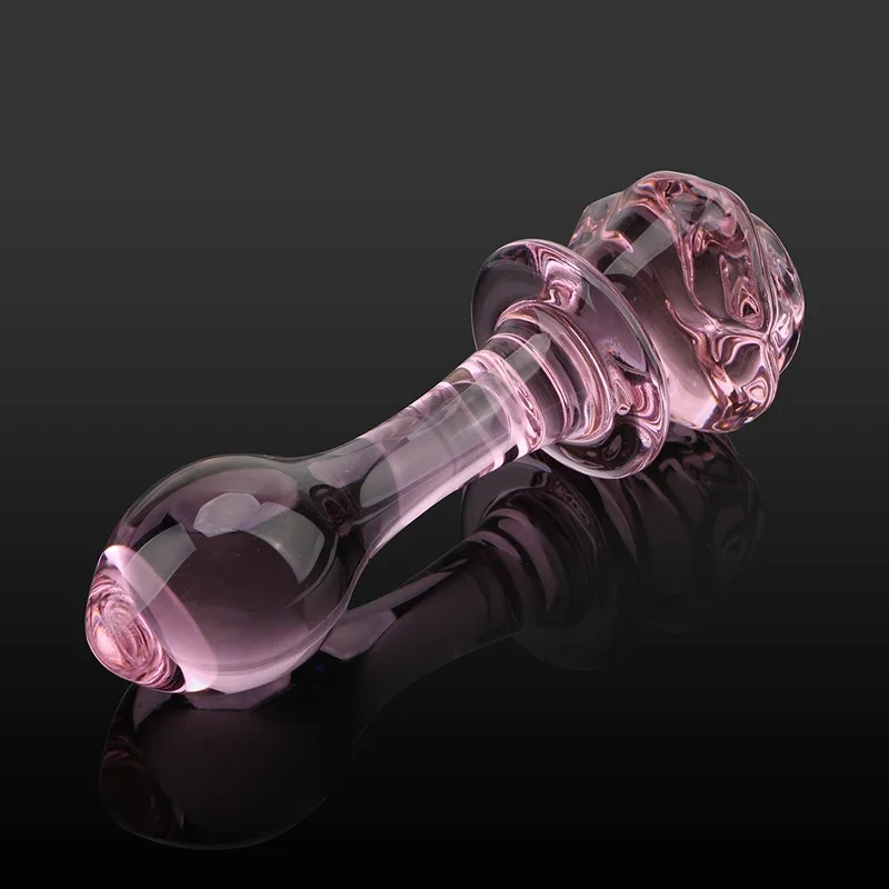 Sexy rose glass butt plug anal toys beads dildos for women vaginal dilator female masturbator erotic products sex goods men 18