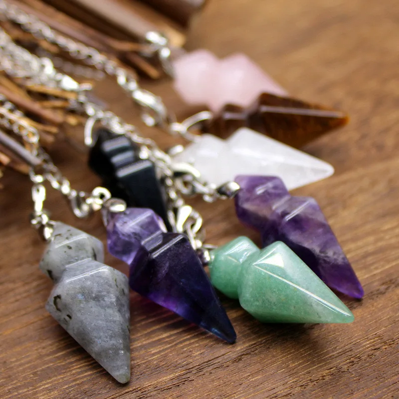 Rock Crystal Quartz Pendulum Witchcraft Protection Natural Stone Pendulum for Divination Egyptian Egyptian Karnak Pendulos X237