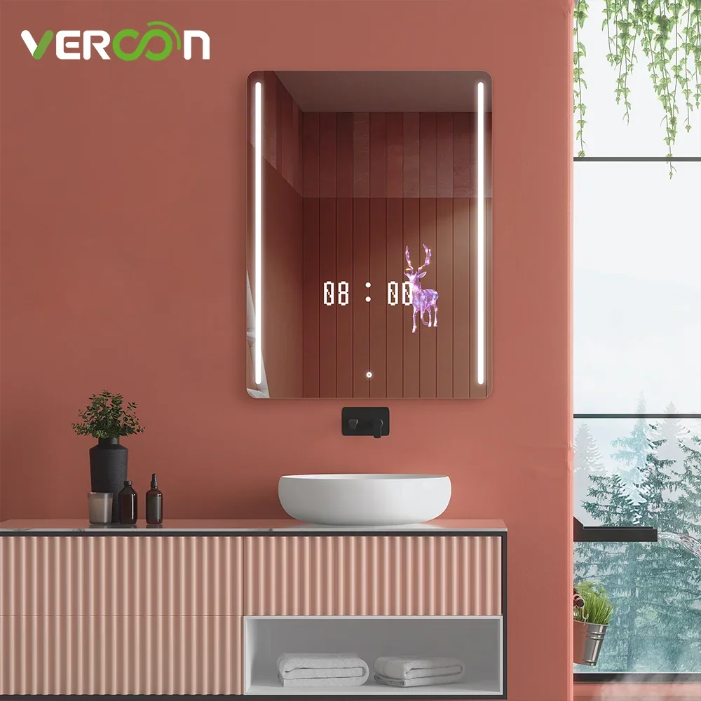 Best-selling 2024 Factory Vercon Magic LED mirror Smart Bathroom Mirror Tv Luxury  Waterproof Defogging Android 11 system