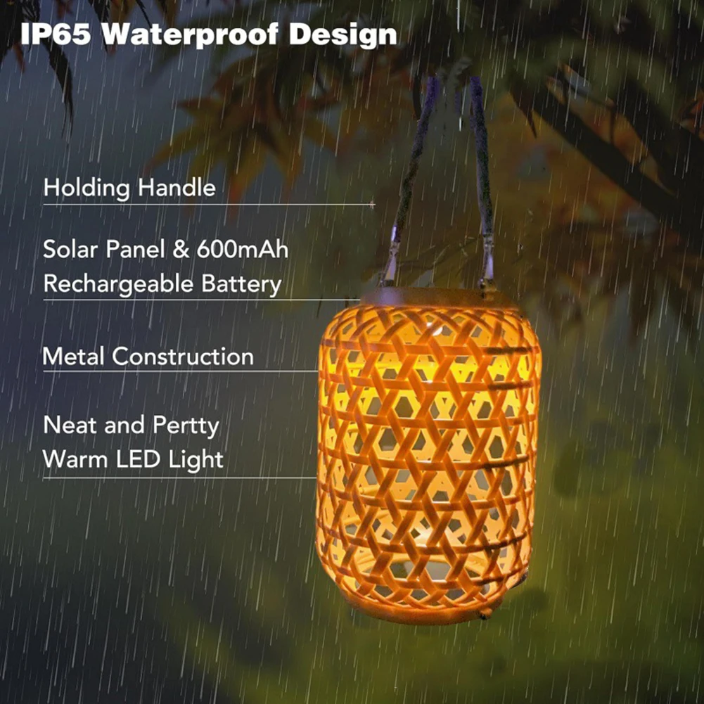 

Подвесной солнечный светильник из натурального ротанга и бамбука IP55, водонепроницаемый солнечный бамбуковый солнечный уличный светильник, подвесной светильник в стиле ретро на солнечной энергии