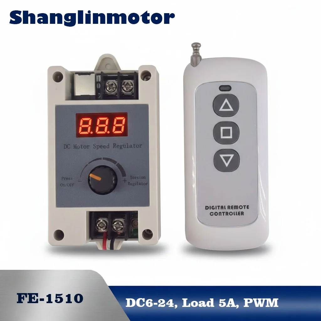 Wireless PWM DC Motor Speed Controller 6V-24V 10A LED Display Digital Regulator with Remote Control Soft Start Stop for DIY Fan