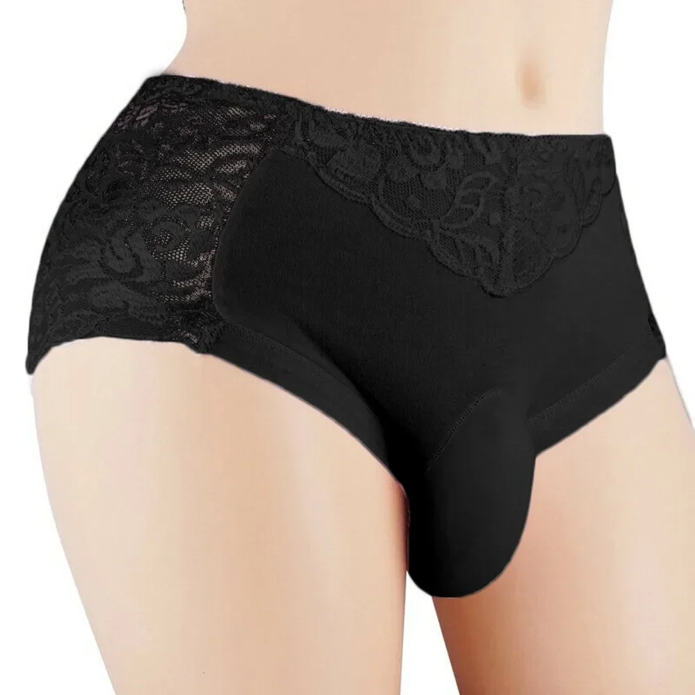 Vest Underpant Panties Breathable Men\'s Lace Sissy Thongs Panties Sexy See Through Briefs Underwear L/XL/2XL/3XL