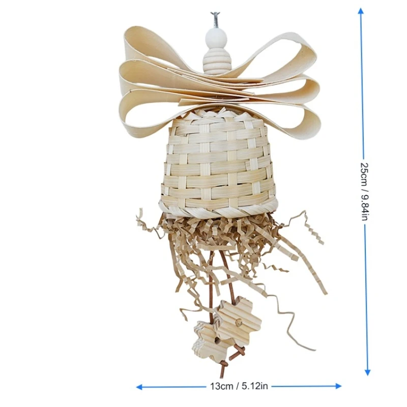 Natural Bird Chew Toy for Parrots Woven Grass Wooden Chip Fruit Chewing String Safe Non-Toxic Bird Cage Supplies Chewable Toys view 6