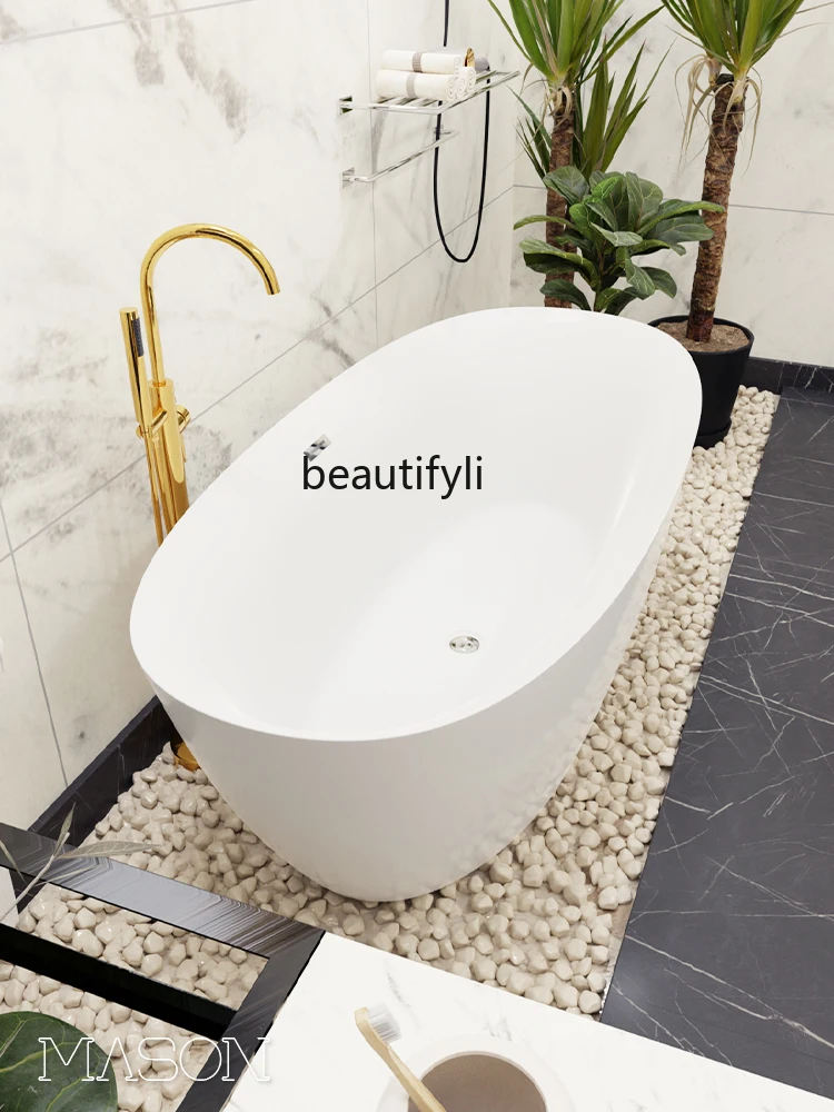 Independent Acrylic Adult Bathtub Oval Household Large Space Ultra-Thin Side Bathtub