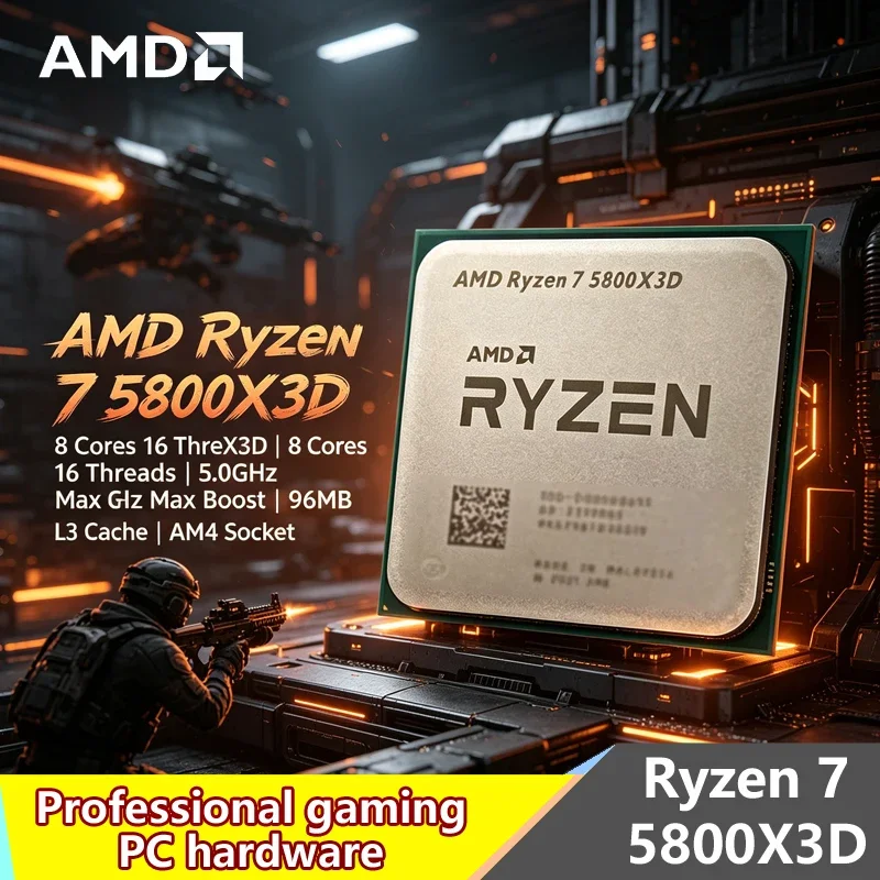 

AMD Ryzen 7 5800X3D 3D V-Cache Gaming Processor | 8C/16T, 5.0GHz, 96MB L3, 105W AM4 DDR4 Desktop CPU (Tray, No Cooler)